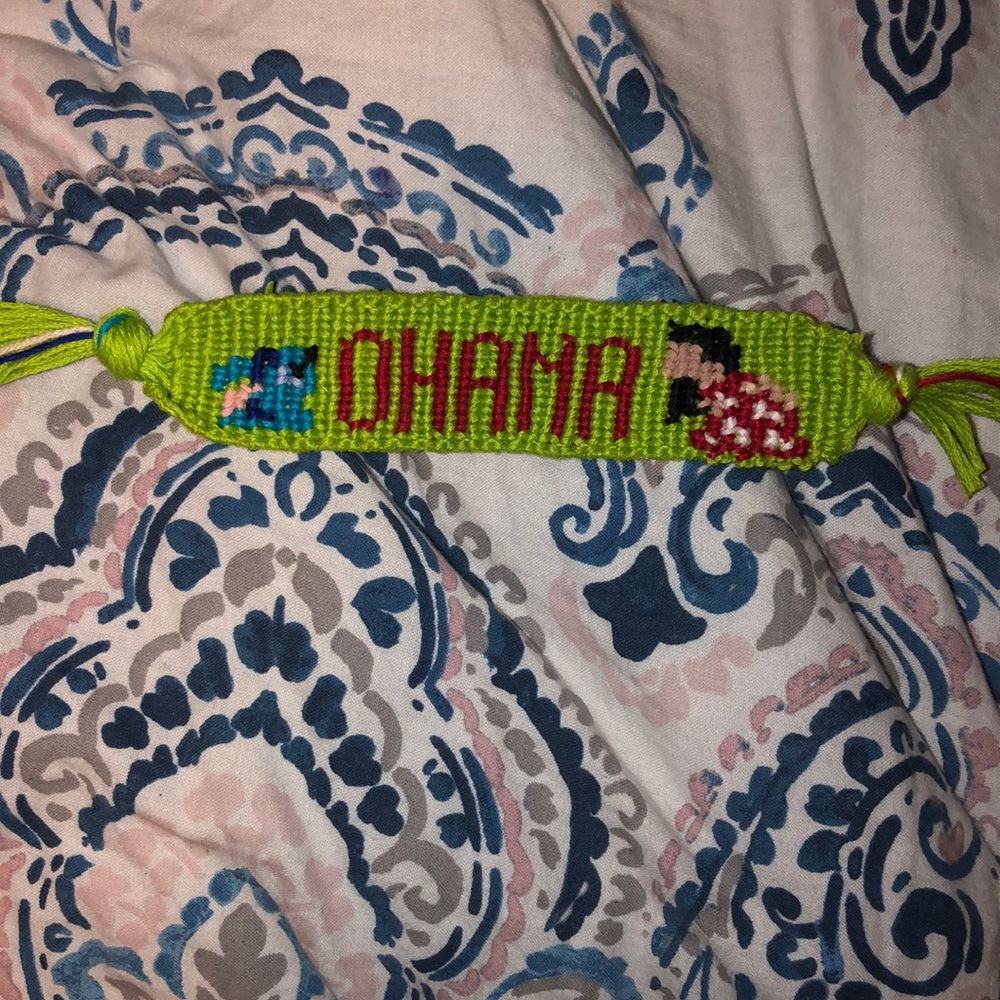 Handmade Ohana lilo and stitch bracelet, keychain